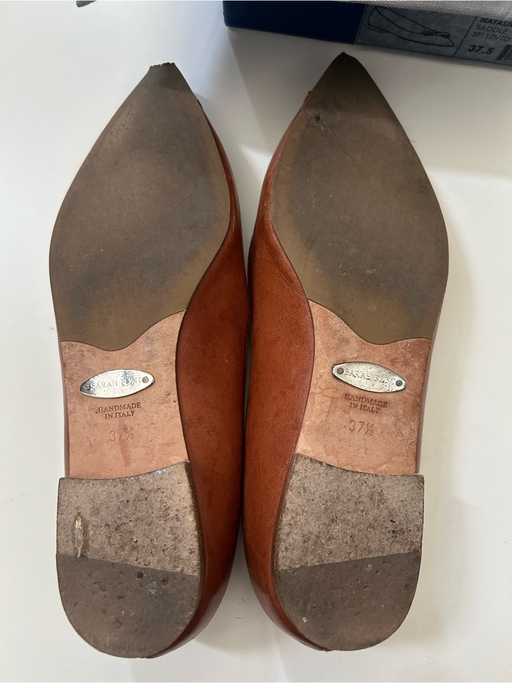 Sarah Flint Natalie Pointed-Toe Bow Flats Women’s Size 37.5, Saddle Vachetta - Picture 5 of 7